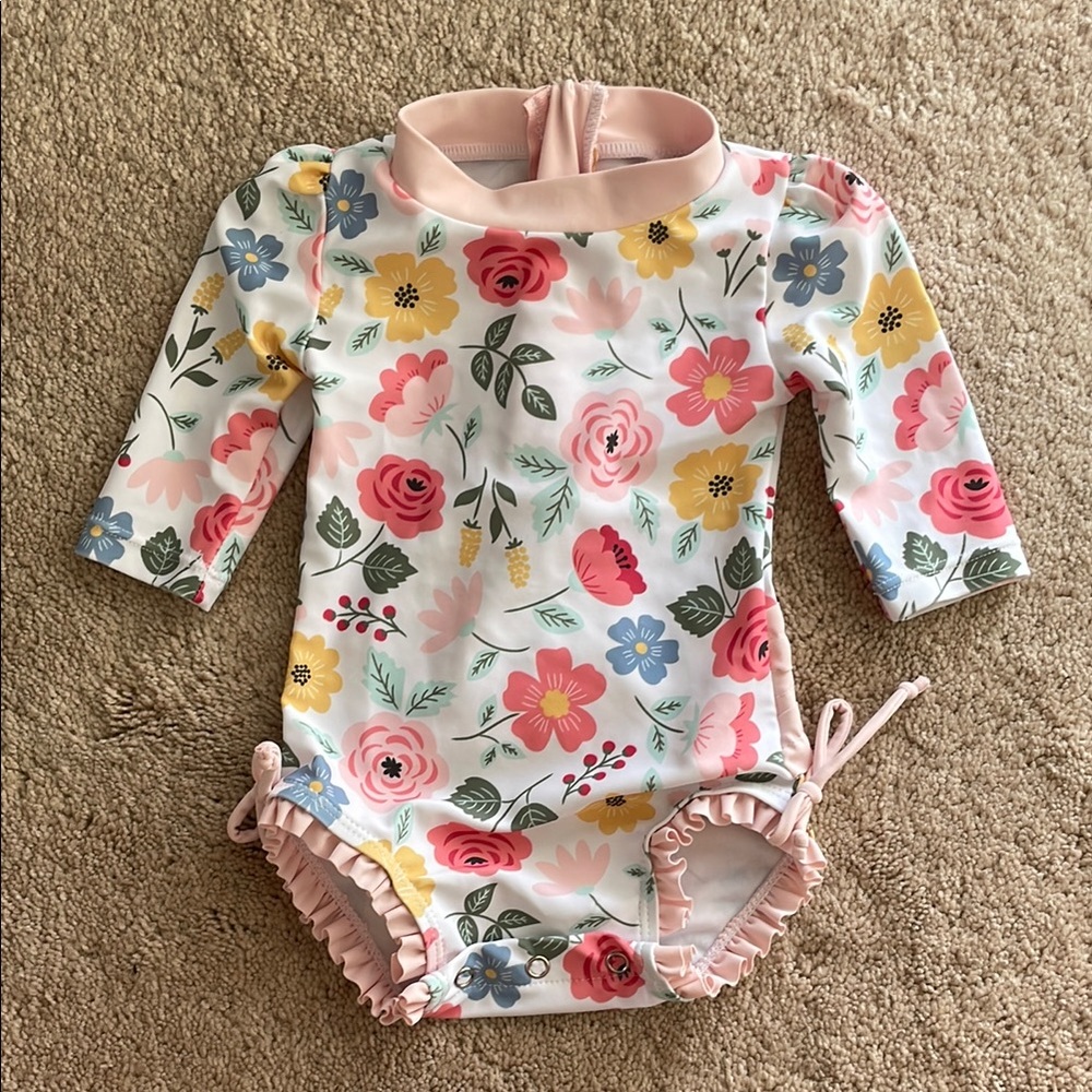 Floral Long Sleeve Baby Swimsuit